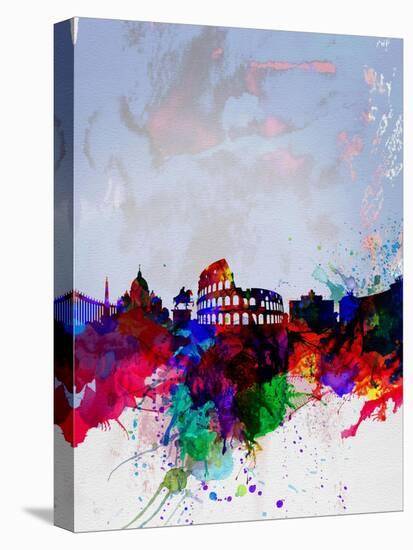 Rome Watercolor Skyline-NaxArt-Stretched Canvas