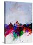 Rome Watercolor Skyline-NaxArt-Stretched Canvas