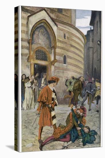 Romeo and Juliet, Act III Scene I, The Death of Mercutio Romeo's Friend-Edwin Austin Abbey-Stretched Canvas