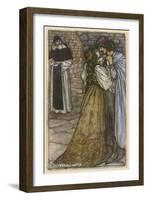 Romeo and Juliet in Embrace at Frair Lawrence's Cell-Arthur Rackham-Framed Art Print
