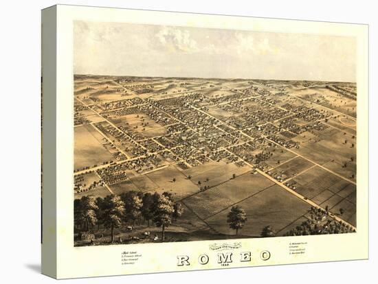 Romeo, Michigan - Panoramic Map-Lantern Press-Stretched Canvas