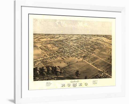 Romeo, Michigan - Panoramic Map-Lantern Press-Framed Art Print