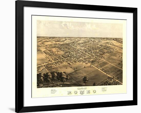 Romeo, Michigan - Panoramic Map-Lantern Press-Framed Art Print