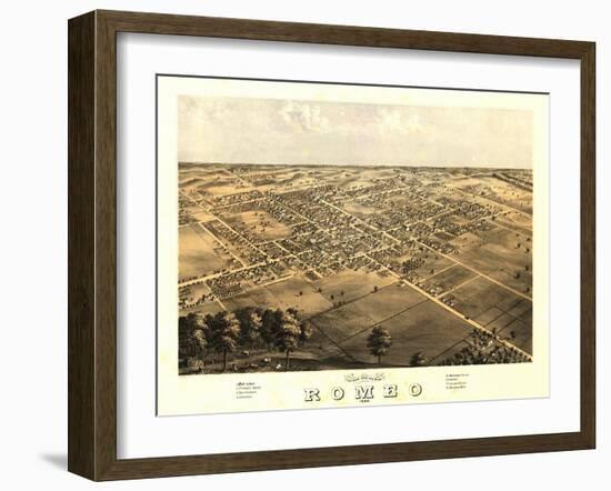 Romeo, Michigan - Panoramic Map-Lantern Press-Framed Art Print