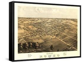 Romeo, Michigan - Panoramic Map-Lantern Press-Framed Stretched Canvas