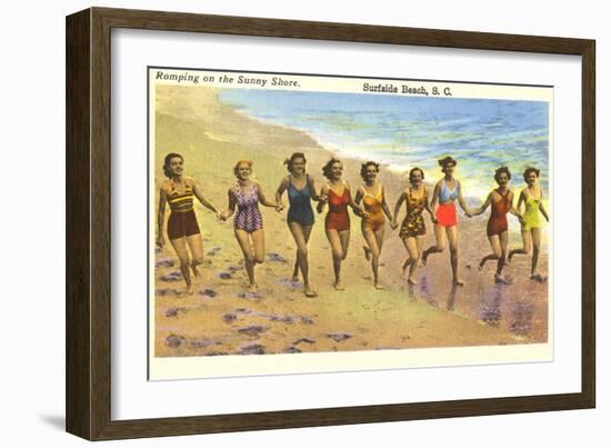 Romping on the Beach, Surfside Beach, South Carolina-null-Framed Art Print