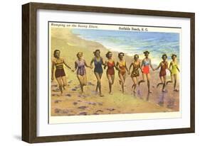 Romping on the Beach, Surfside Beach, South Carolina-null-Framed Art Print