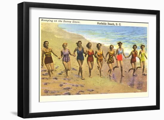 Romping on the Beach, Surfside Beach, South Carolina-null-Framed Art Print