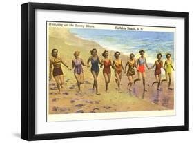 Romping on the Beach, Surfside Beach, South Carolina-null-Framed Art Print