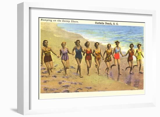 Romping on the Beach, Surfside Beach, South Carolina-null-Framed Art Print