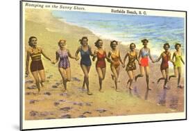 Romping on the Beach, Surfside Beach, South Carolina-null-Mounted Art Print
