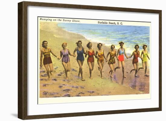 Romping on the Beach, Surfside Beach, South Carolina-null-Framed Art Print