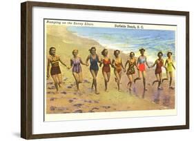 Romping on the Beach, Surfside Beach, South Carolina-null-Framed Art Print