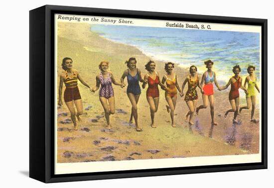 Romping on the Beach, Surfside Beach, South Carolina-null-Framed Stretched Canvas