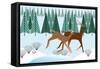 Romping Reindeer-Marie Sansone-Framed Stretched Canvas