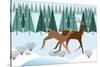 Romping Reindeer-Marie Sansone-Stretched Canvas