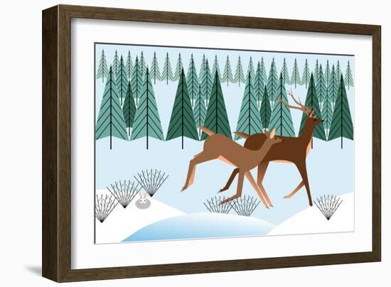 Romping Reindeer-Marie Sansone-Framed Giclee Print