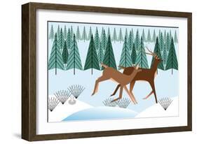 Romping Reindeer-Marie Sansone-Framed Giclee Print