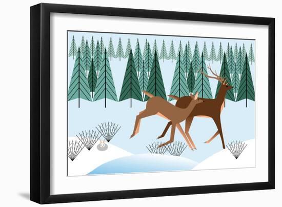 Romping Reindeer-Marie Sansone-Framed Giclee Print