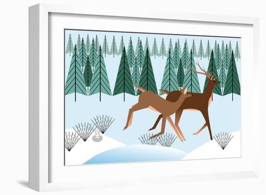 Romping Reindeer-Marie Sansone-Framed Giclee Print