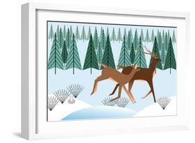 Romping Reindeer-Marie Sansone-Framed Giclee Print