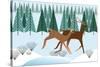 Romping Reindeer-Marie Sansone-Stretched Canvas