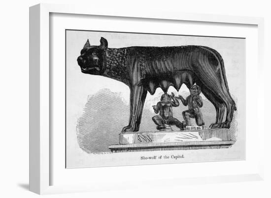 Romulus and Remus are Suckled by a Wolf-null-Framed Art Print