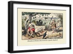 Romulus and Remus Discovered by a Gentle Shepherd-John Leech-Framed Art Print