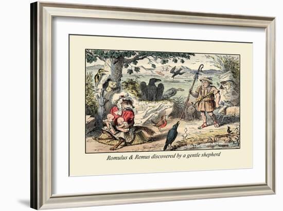 Romulus and Remus Discovered by a Gentle Shepherd-John Leech-Framed Art Print
