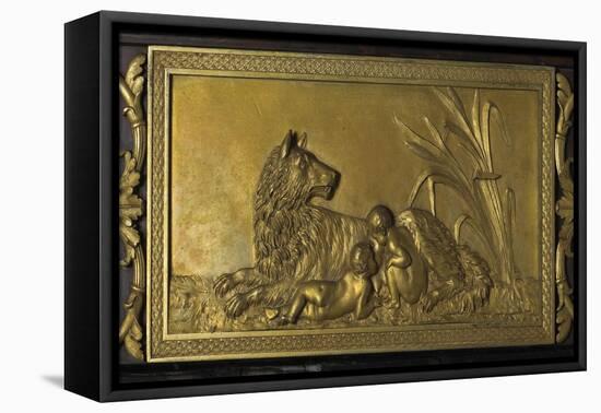 Romulus et Rémus, décor dans le montant de la cheminée du Salon bleu-null-Framed Stretched Canvas