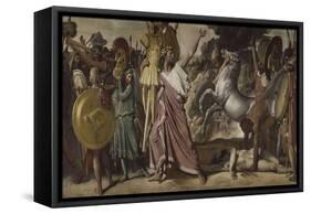 Romulus, vainqueur d'Acron, porte les dépouilles opimes au temple de Jupiter-Jean-Auguste-Dominique Ingres-Framed Stretched Canvas