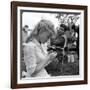 Romy Schneider and Jean-Claude Brialy on set of film Christine, 1958 (b/w photo)-null-Framed Photo