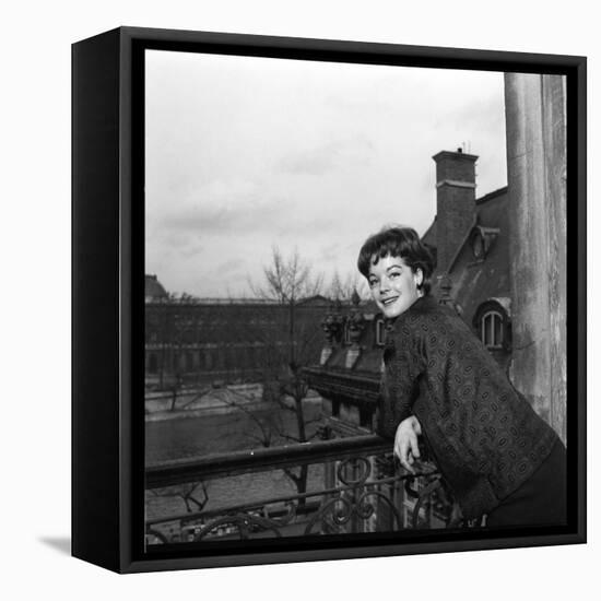 Romy Schneider on a Balcony-Marcel Begoin-Framed Stretched Canvas