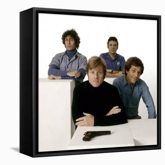 Ron Liebman, Paul Sand, Robert Redford and George Segal\rLes Quatres Malfrats THE HOT ROCK-null-Framed Stretched Canvas