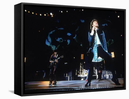 Ron Wood and Mick Jagger During a Performance by the Rolling Stones-null-Framed Stretched Canvas