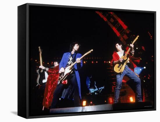 Ron Wood, Mick Jagger and Keith Richards During a Performance by the Rolling Stones-null-Framed Stretched Canvas