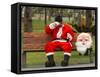 Ronald Guzman, Who Works as Santa Claus, Takes a Break in a Public Park in Lima, Peru-null-Framed Stretched Canvas