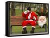 Ronald Guzman, Who Works as Santa Claus, Takes a Break in a Public Park in Lima, Peru-null-Framed Stretched Canvas