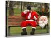 Ronald Guzman, Who Works as Santa Claus, Takes a Break in a Public Park in Lima, Peru-null-Stretched Canvas