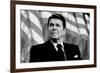 Ronald Reagan American Flag Black White-null-Framed Photo