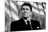 Ronald Reagan American Flag Black White-null-Mounted Photo