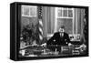 Ronald Regan Desk Oval Office Black White Archival Photo Poster-null-Framed Stretched Canvas