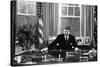 Ronald Regan Desk Oval Office Black White Archival Photo Poster-null-Stretched Canvas