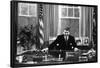 Ronald Regan Desk Oval Office Black White Archival Photo Poster-null-Framed Poster