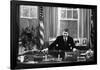 Ronald Regan Desk Oval Office Black White Archival Photo Poster-null-Framed Poster