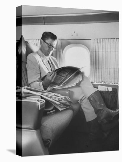 Ronald W. Reagan, Candidate for Governor of California, Traveling on Plane to Campaign in San Jose-Bill Ray-Stretched Canvas