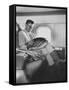 Ronald W. Reagan, Candidate for Governor of California, Traveling on Plane to Campaign in San Jose-Bill Ray-Framed Stretched Canvas