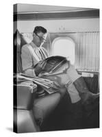 Ronald W. Reagan, Candidate for Governor of California, Traveling on Plane to Campaign in San Jose-Bill Ray-Stretched Canvas