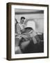 Ronald W. Reagan, Candidate for Governor of California, Traveling on Plane to Campaign in San Jose-Bill Ray-Framed Photographic Print