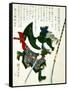 Ronin Lunging Forward, Japanese Wood-Cut Print-Lantern Press-Framed Stretched Canvas